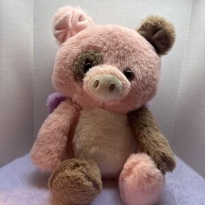 KellyToy Pink Brown Flying‎ Pig Purple Wings Pink Eyes Plush Stuffed Animal Toy